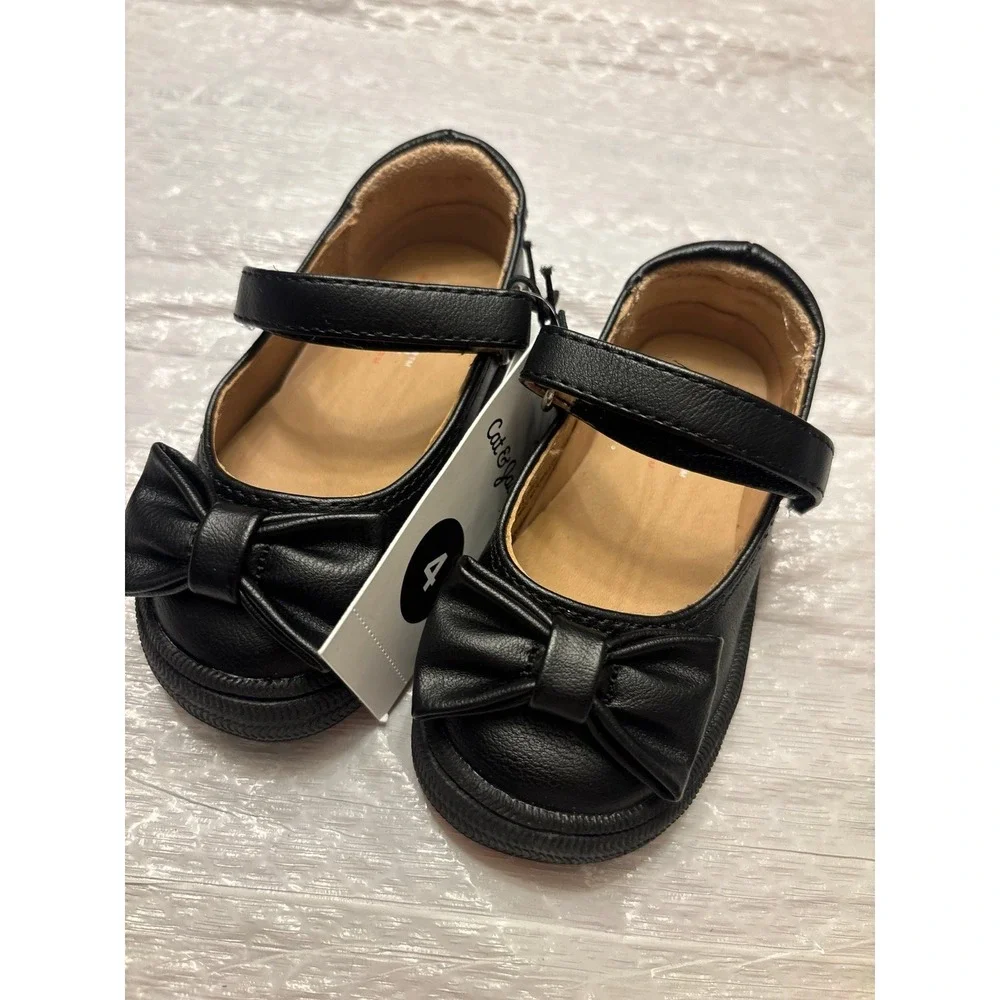 Black Bow Mary Jane Flats Toddler Girls Shoes Size 4